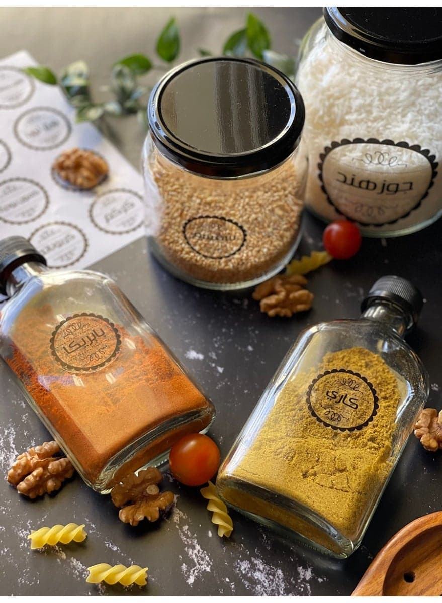 Spices, Herbs And Spices Sticker -70 Pcs transparent Spice Jars (٤)