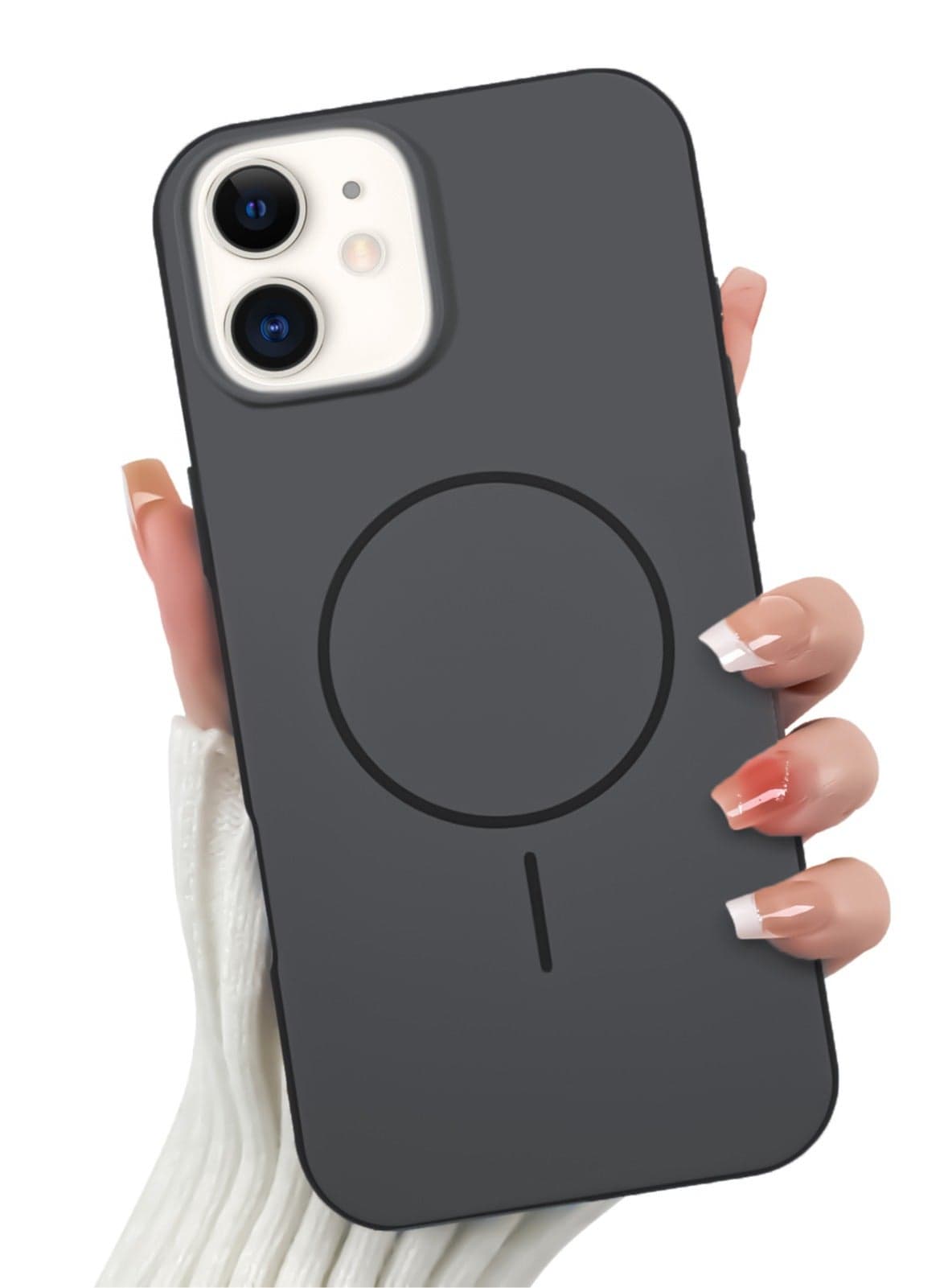 Hybrid Acrylic Protective Case For Iphone 12/12 Pro – Hard Clear Back with Silicone Bumper & Trendy Ring Design – Black Cases & Covers