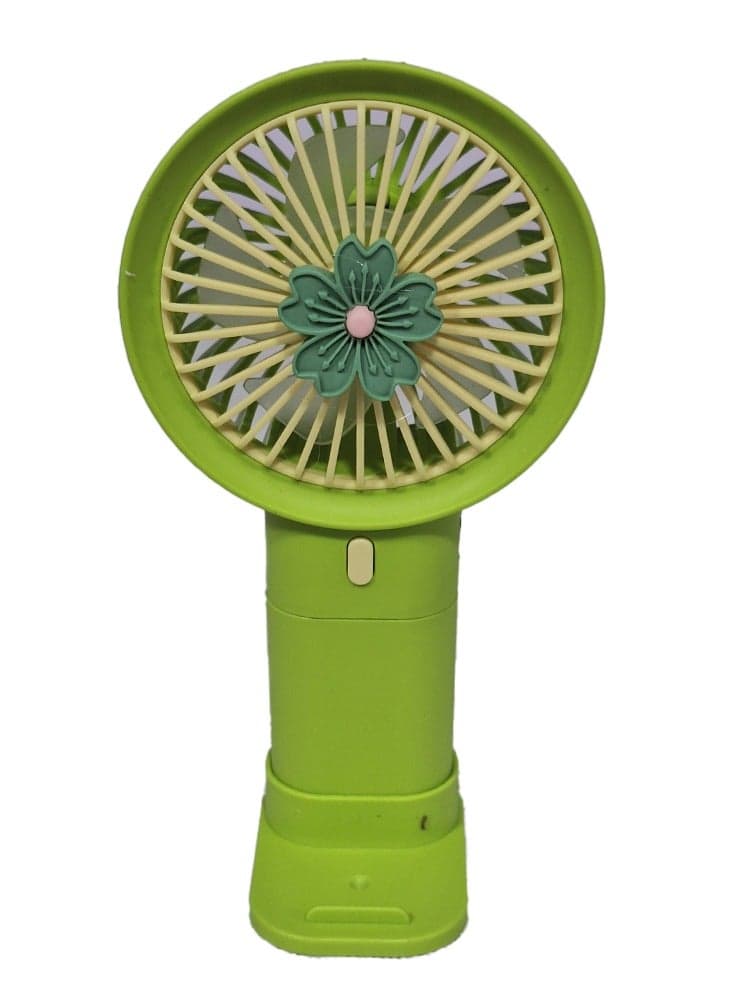 Mini handheld fan Q374F , cute design with bright and green color, small size and easy to carry by hand or put in bag, equipped with USB rechargeable battery, on/off button 3 speeds with LED light, nice summer and birthday gift for kids and adults, high quality and easy to use Kitchen & Home Appliances