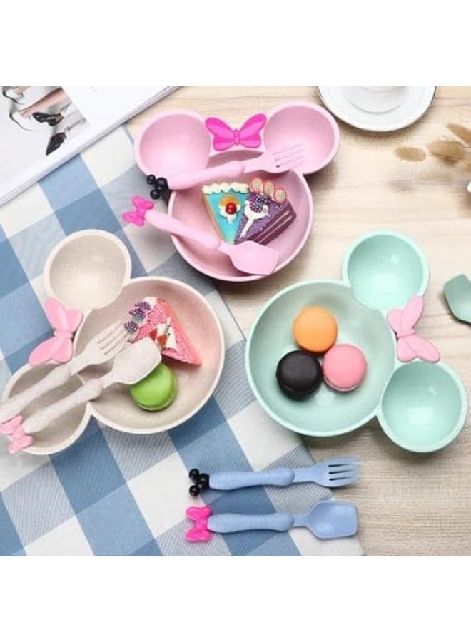 3-in-1 children's food and serving set made from natural, eco-friendly materials; safe, healthy, and suitable for hot and cold foods (BPA-free). Green color. (5)