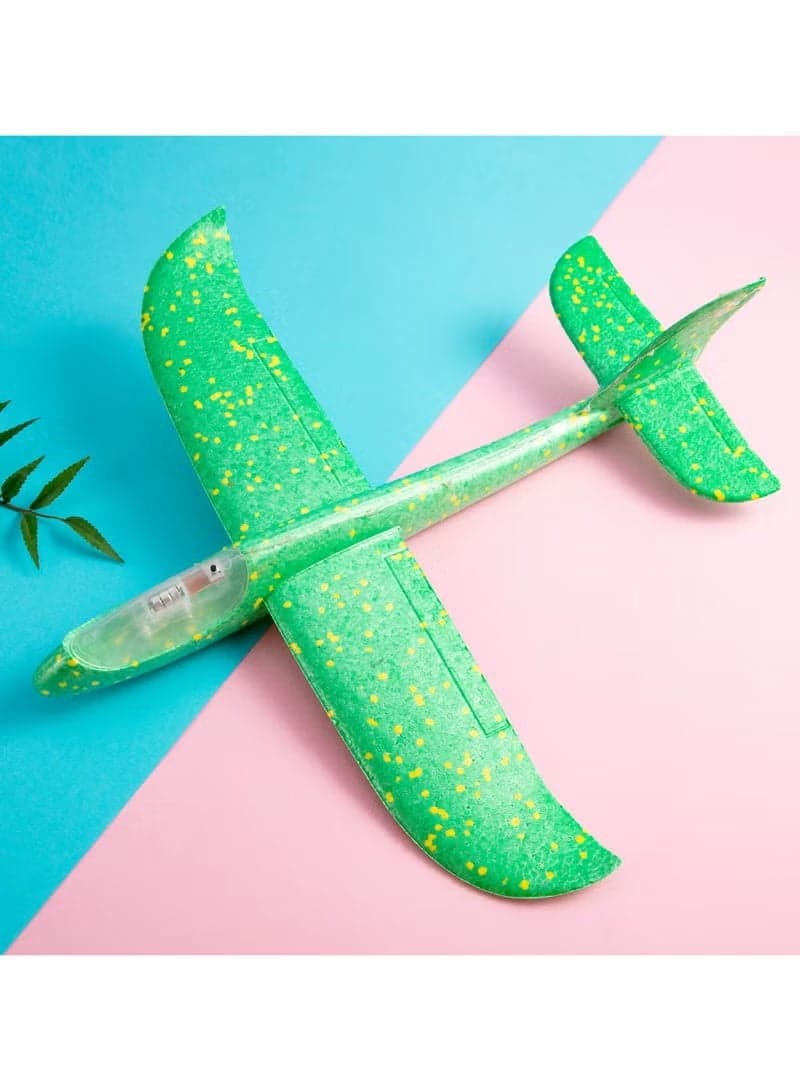 LED Foam Airplane Toy 44.5cm Large – Hand Throw Flying Glider with Light Up Cockpit | Night Flying Outdoor Sports Plane for Kids | Break-Resistant EPP Aircraft Model | Birthday Party Favor & Garden Game | Green Large Appliance Remote Controls (٧)