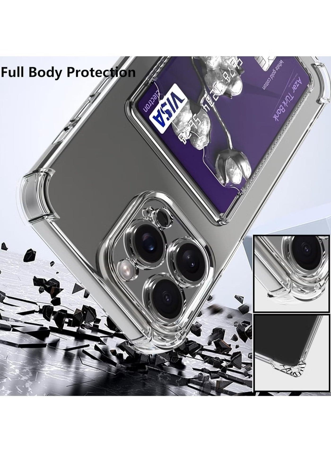 Wallet Phone Case Slim Fit Card Slot Transparent Case Protective Soft Shockproof Case with Card Holder For Iphone 12 Pro Cases & Covers (٢)