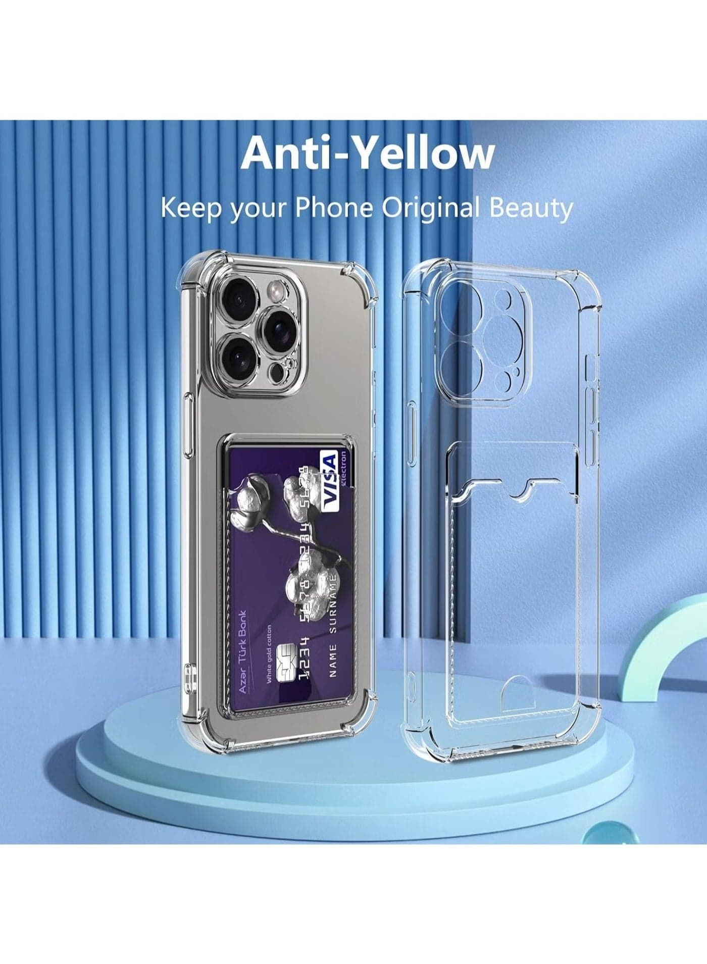Wallet Phone Case Slim Fit Card Slot Transparent Case Protective Soft Shockproof Case with Card Holder For Iphone 12 Pro Cases & Covers (٣)