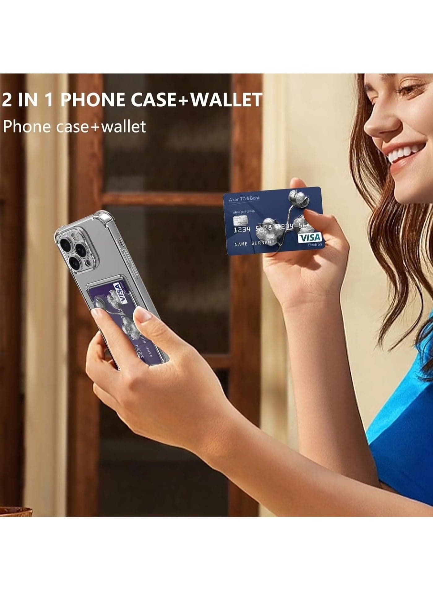 Wallet Phone Case Slim Fit Card Slot Transparent Case Protective Soft Shockproof Case with Card Holder For Iphone 12 Pro Cases & Covers (٦)