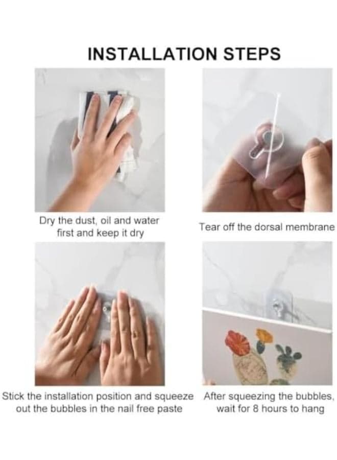 Wall Stickers Set Of 5 Hooks, Self-Adhesive Transparent Hooks, Waterproof And Anti-Scratch, Suitable For Photos, Paintings, Watches (4)
