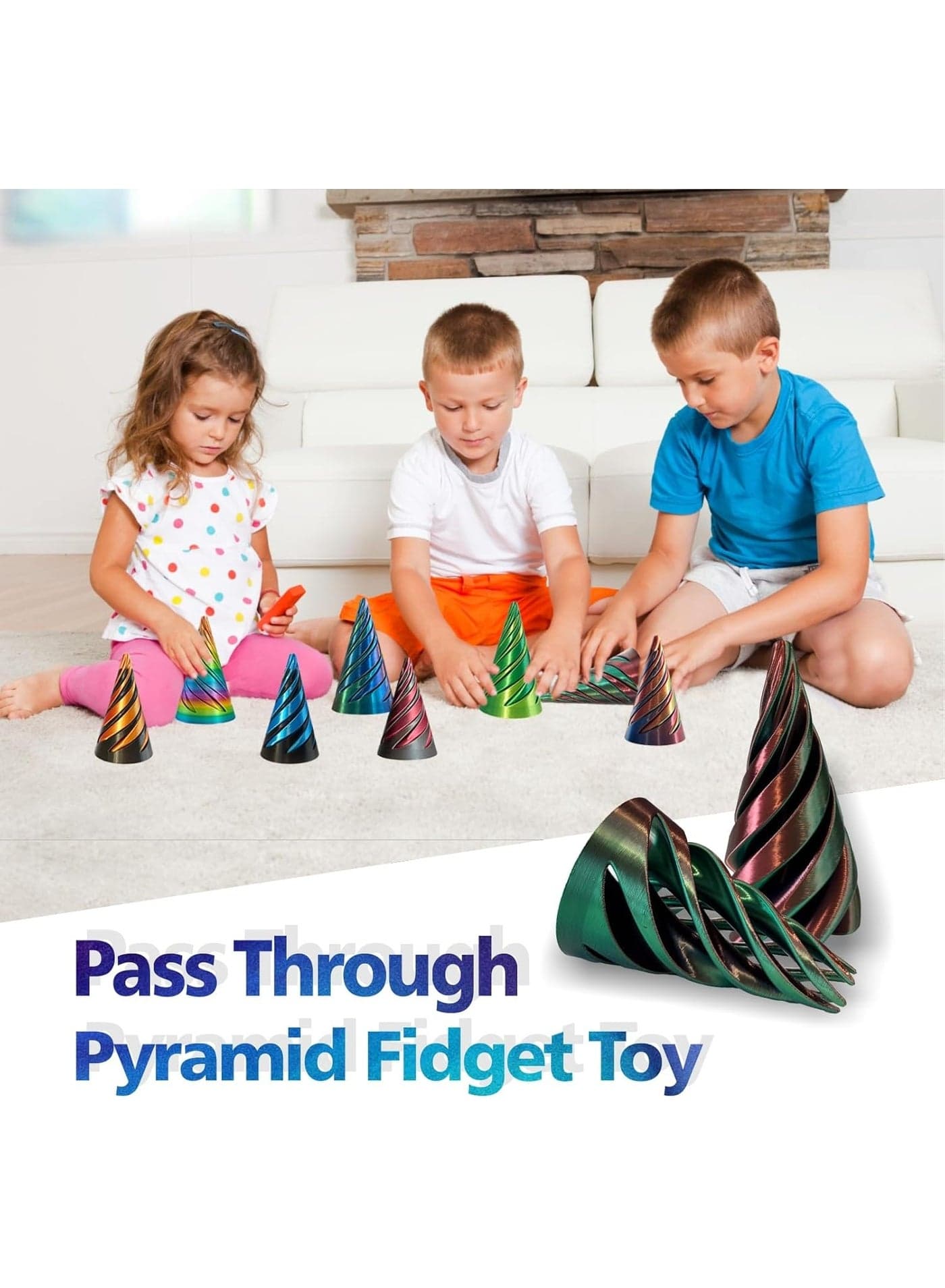 Impossible Cone,Spiral Cone Fidget Toy,Impossible Pyramid Passthrough Toy,3D Printed Spiral Cone,Impossible Cones passthrough Impossible Pyramid for Anxiety Relaxing(Gradient Color 2 pcs) Fidget Spinners (٤)