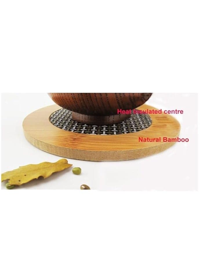 Natural Bamboo Home Kitchen Table Heat Pad Hot Pots Bowl Pan Cookware Trivet Pot Holder Heat for Coffee, Tea etc 4pcs - Square Coasters (٣)