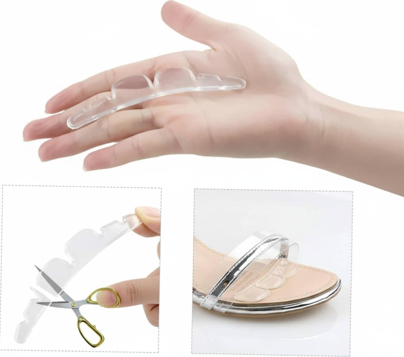 Silicone Toe Stabilizer Pad Anti Slip Forward - Clear Gel Tape Under Toe for Sandals and High Heels Prevent Foot Ejection Comfort and Stability (1 Pair) Women's Shoe Care & Accessories (٧)