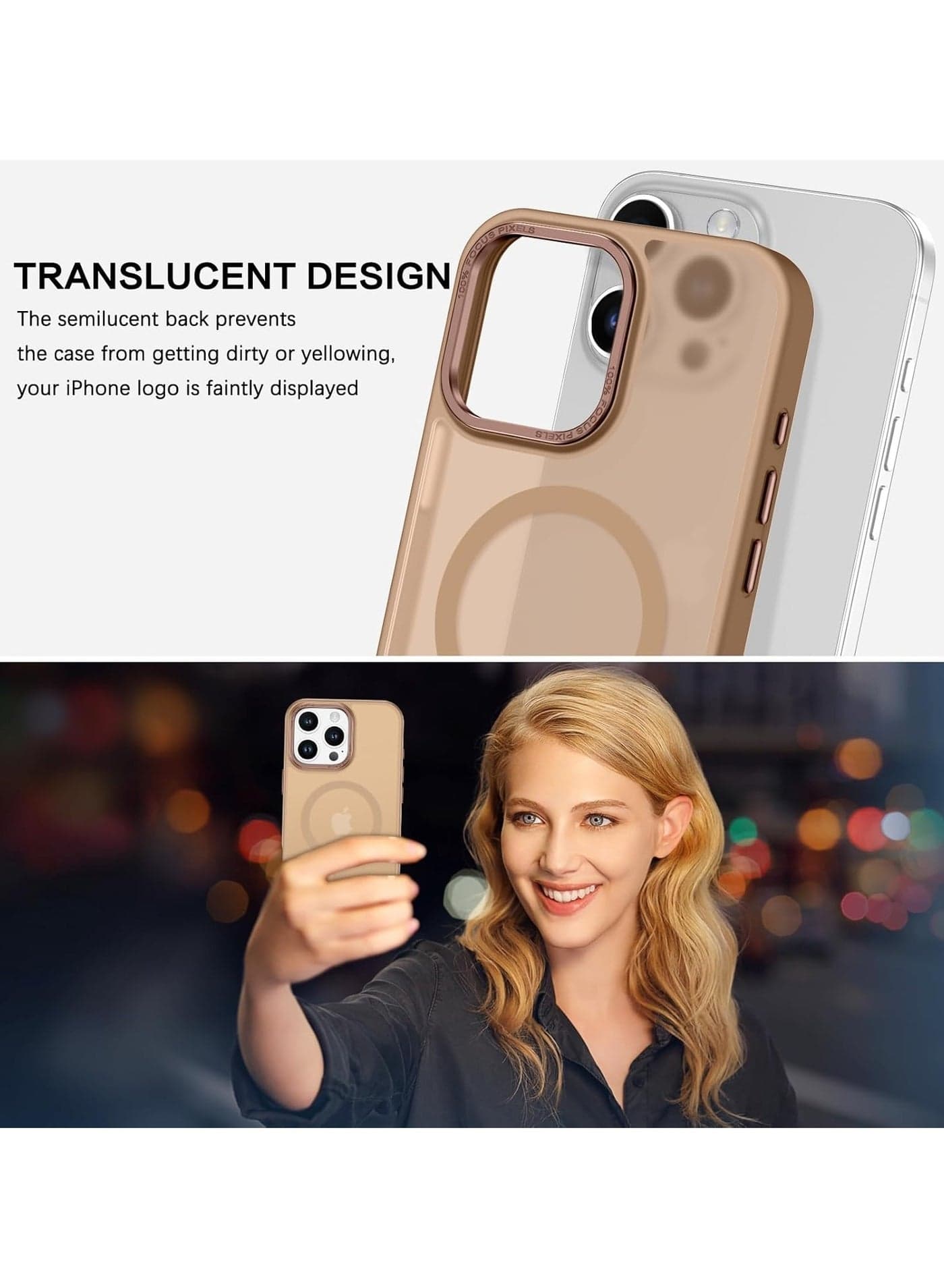 Magnetic Case for iPhone 16 Pro Max 6.9 Inch Case Translucent Matte Phone Case Slim Thin Shockproof Anti-Yellow Women Men Girls Boys Protective Cover (Desert Titanium) (٦)