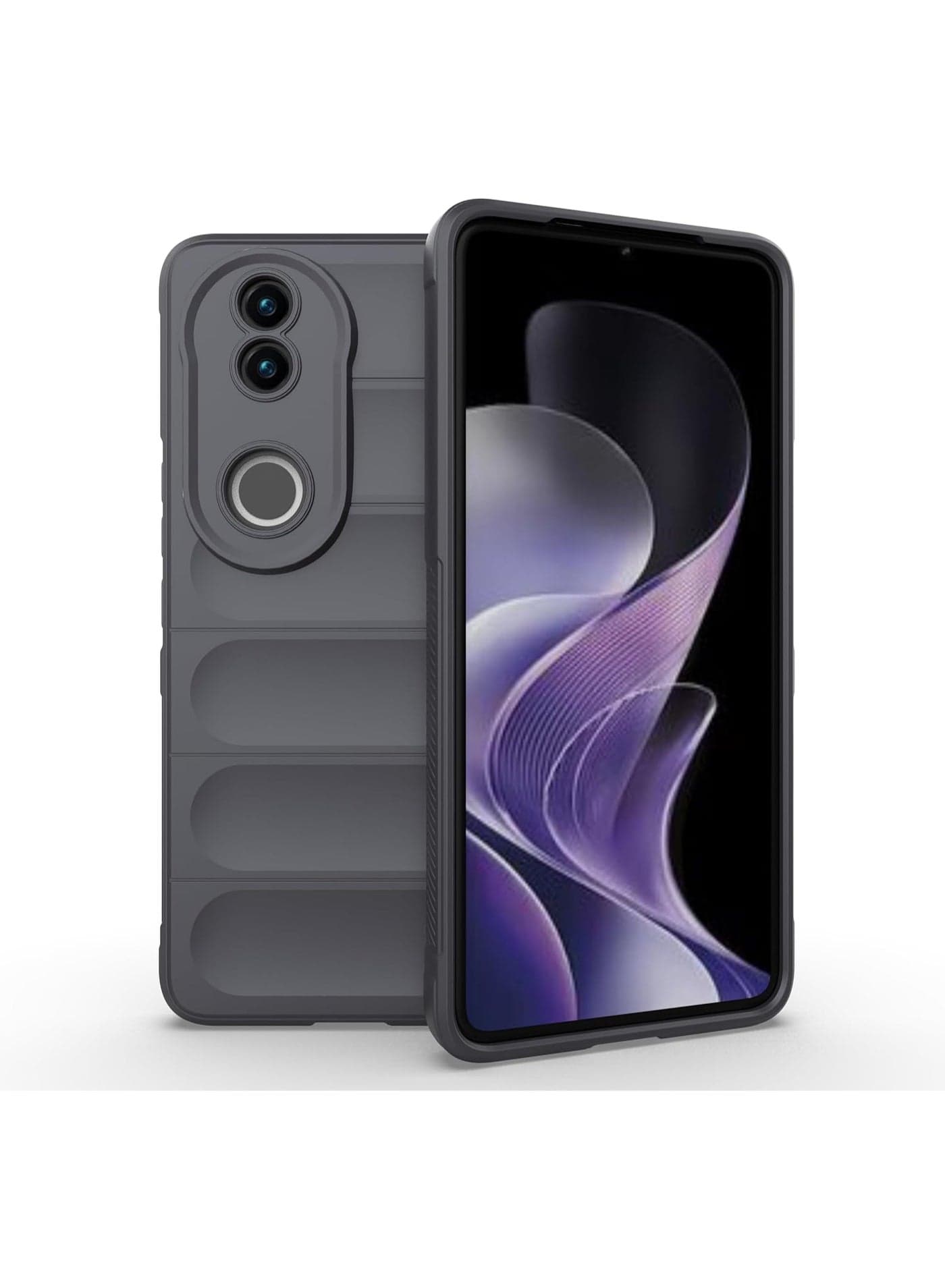 Premium Protection Back Silicone Case Compatible with Vivo V50 5G Magic Shield Shockproof Case with Camera Protection (Dark Grey) Cases & Covers