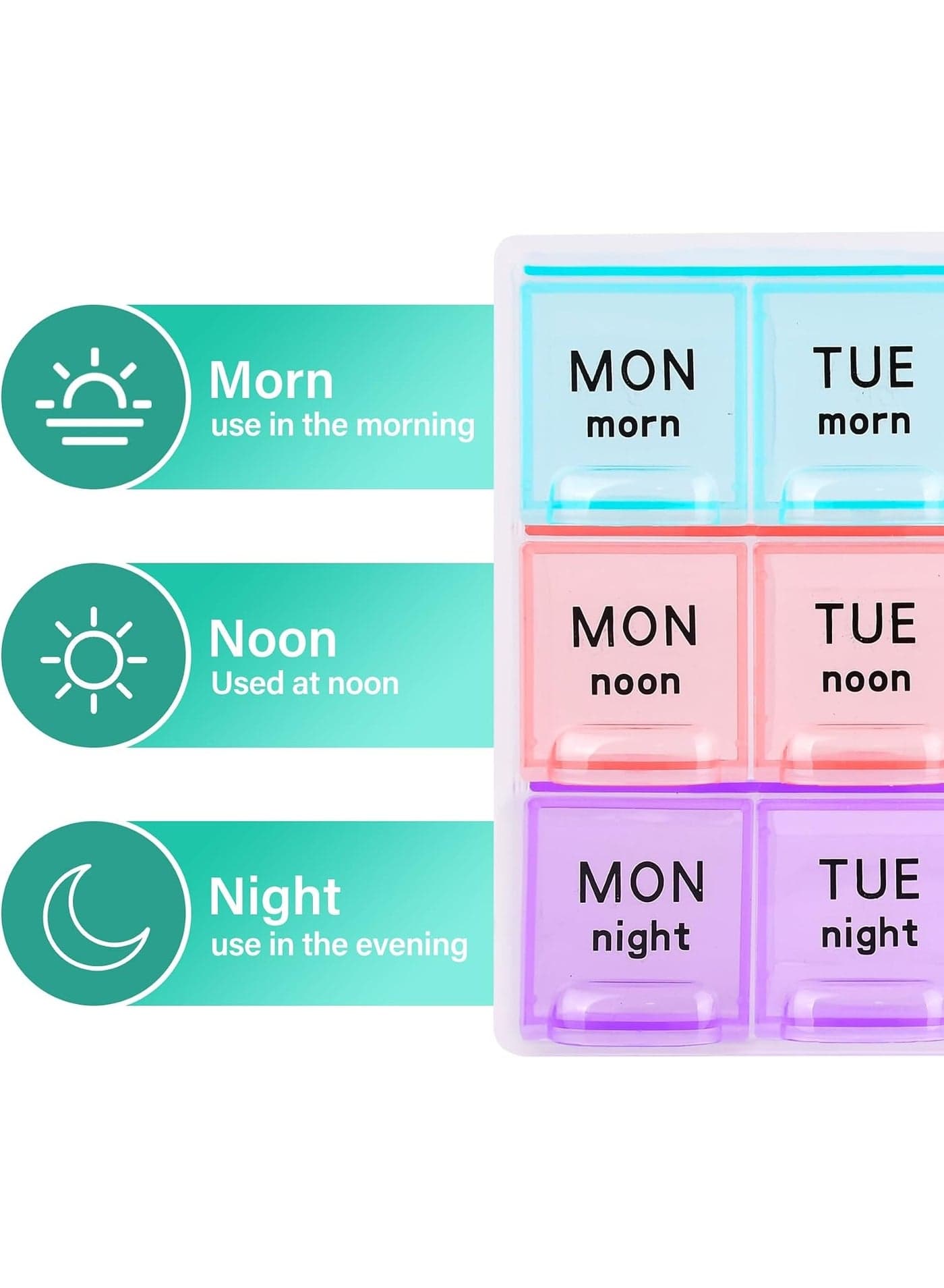 Large Weekly Pill Organizer 3X A Day, Moisture-Proof 7 Day Pill Box Travel pill cases portable for pills, vitamins, fish oil, and supplements. Medicine organizer for daily use (٤)