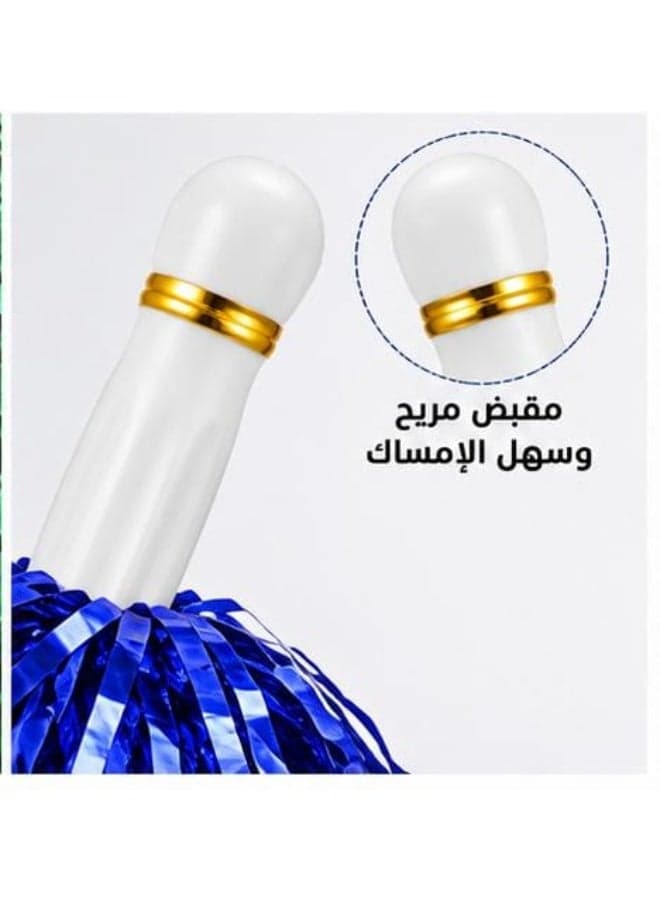 Shiny Pom-Pom Cheer Set, 4 Pieces – 2 Blue and 2 Green with Handles for Parties and Events (6)