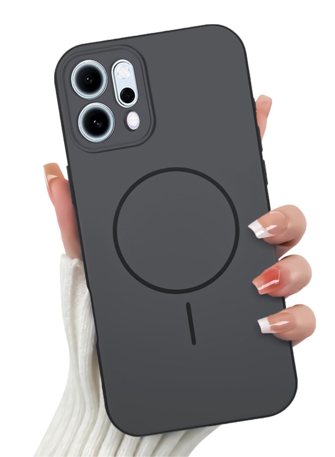 Hybrid Acrylic Protective Case – Hard Clear Back with Silicone Bumper & Trendy Ring Design For Oppo Reno 14 – Black Cases & Covers