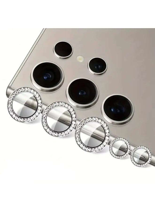 Luxury camera lens studded with rhinestones for Samsung S23 Ultra rhinestones, sparkling diamond crystal cover, durable black metal frame (black) Mobile Lens & Lens Protectors