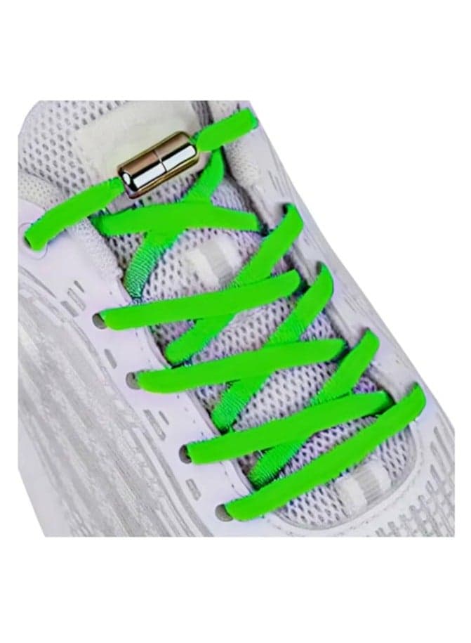 1 Pair of No Tie Elastic Shoelaces with Quick Release - Stretchy Elastic Shoe Laces with Lace Lock for Daily Shoes Adults Kids Green