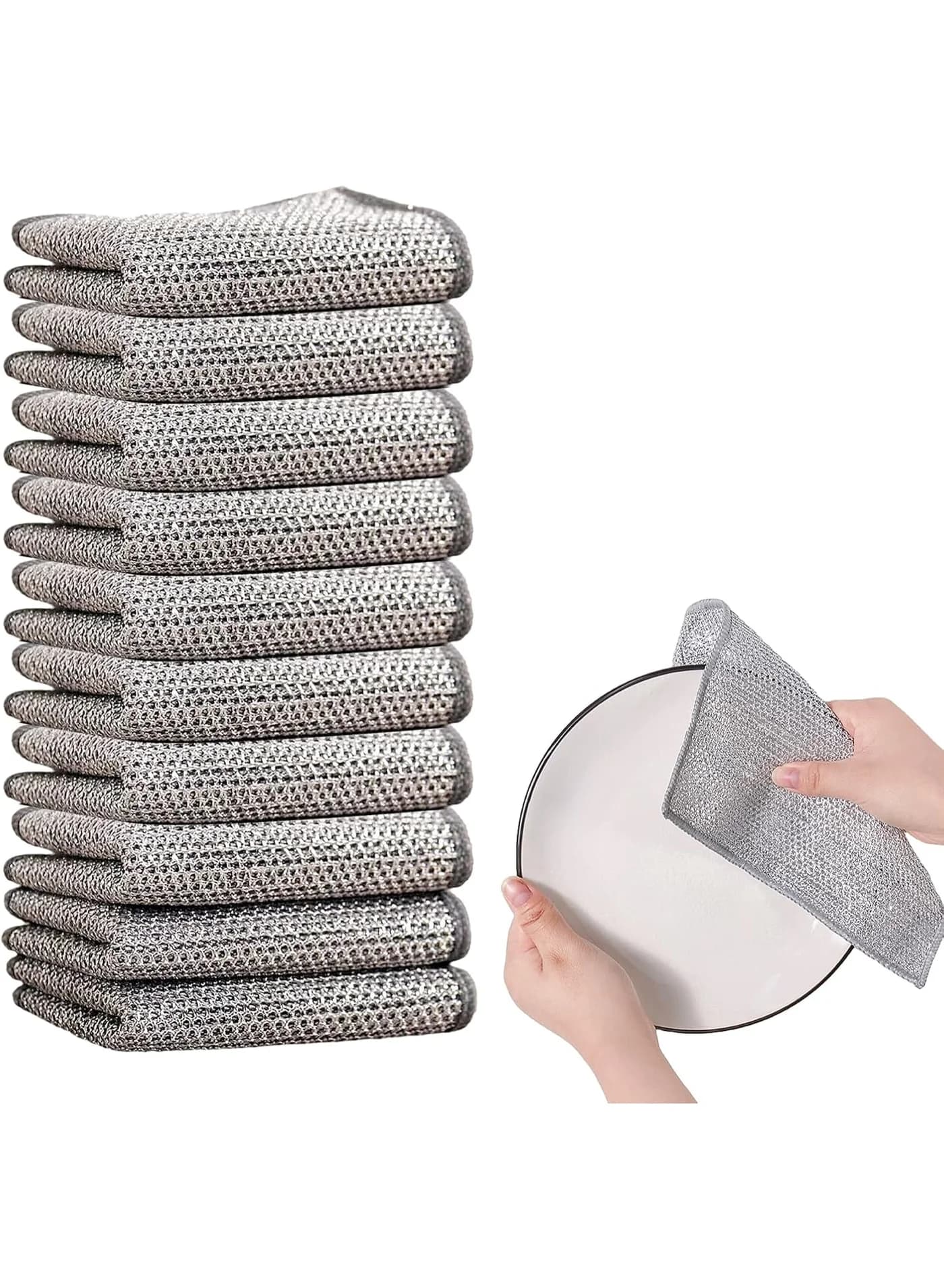 Multi-purpose wire dishwashing tool - Reusable wire kitchen towel for utensils, 10 pieces Household Cleaning Sponges