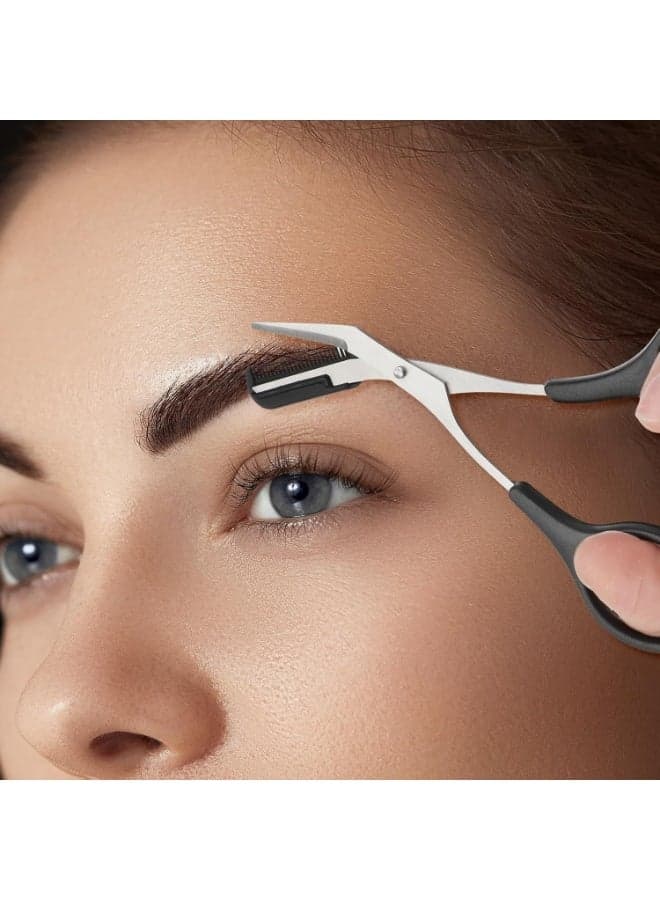 Professional Eyebrow and Beard Trimming Scissors with Built-In Comb – Precision Scissors with Ergonomic Non-Slip Handle for Accurate Eyebrow and Beard Grooming – Salon-Quality Personal Care Tool for Men and Women, Easy to Use at Home or in Beauty Salons (٧)
