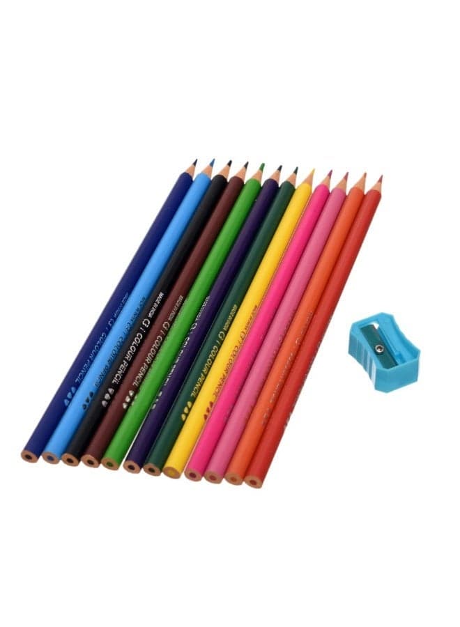 DOMS Kids’ Wooden Color Pencil Set – 12 Assorted Colors, Model 3443 Wooden Colored Pencils
