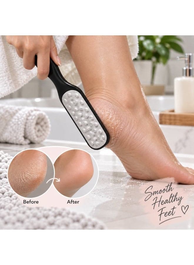Double-Sided Manual Foot File and Heel Rasp, Textured Foot Callus Scrubber for Dry and Thickened Heel Areas, Assorted Colors Buffer Stones (2)