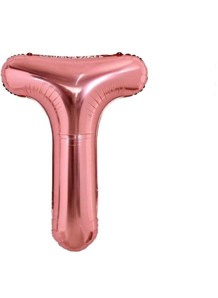 Generic Rose Gold Letter Balloon “T”, Large Alphabet Foil Balloon for Birthday, Party Decoration, Engagement, Wedding, Baby Shower – Helium/Air Fill, Reusable, 1pcs