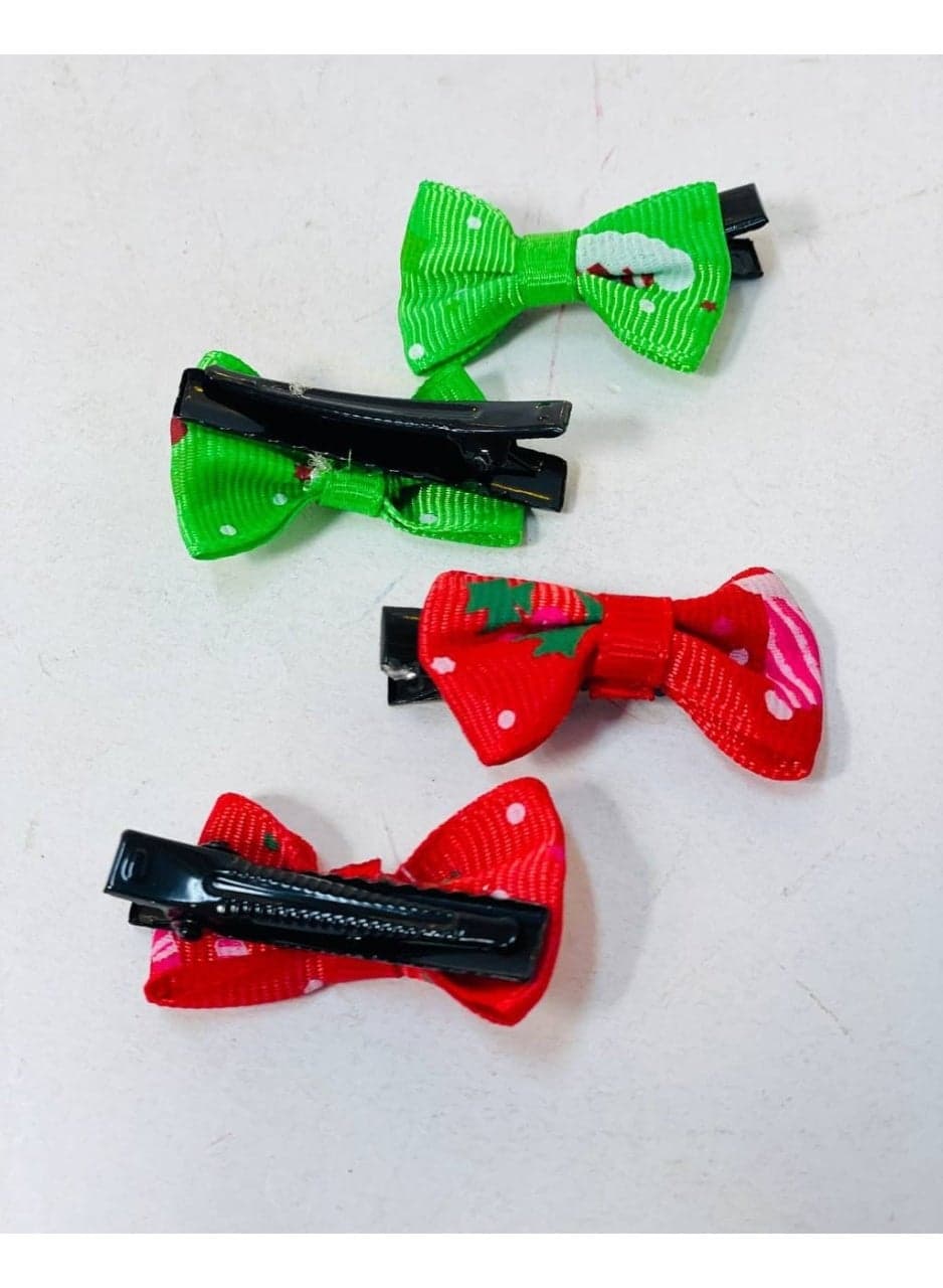 Christmas bow clips in various Christmas designs and colors. Card size: 10 pieces Home Decor Ornaments (٣)