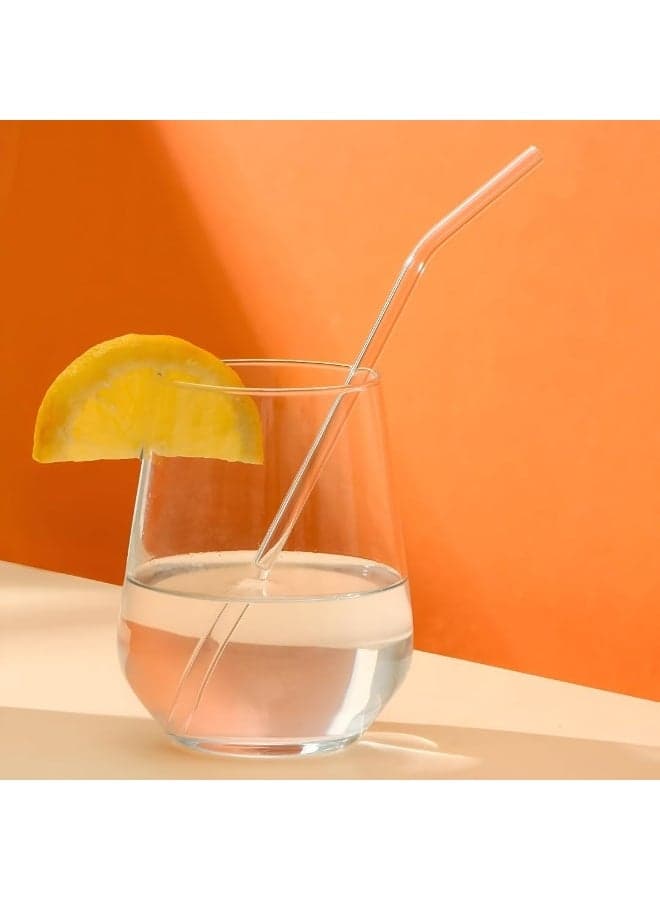 Reusable Glass Straws Set, 4-piece Drinking Straws with Cleaning Brush, Dishwasher Safe Cups & Straws (6)