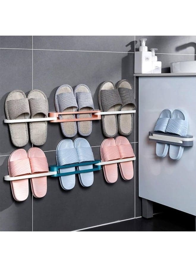 Wall-Mounted Slipper and Shoe Rack – 3-Piece Set, Foldable and Expandable, Self-Adhesive (٥)