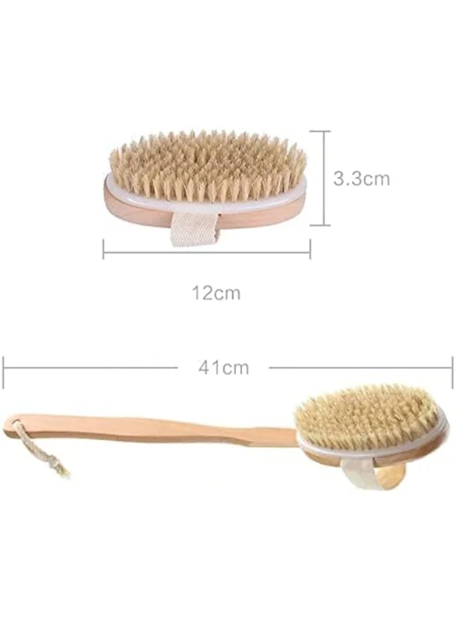 Bath Brush with Long Wooden Handle - Body and Back Scrubber for Exfoliating Dead Skin and Dry Skin - Massage Bath Brush for Men and Women (5)