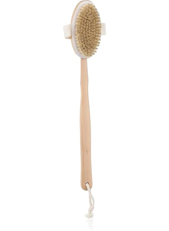 Bath Brush with Long Wooden Handle - Body and Back Scrubber for Exfoliating Dead Skin and Dry Skin - Massage Bath Brush for Men and Women (3)