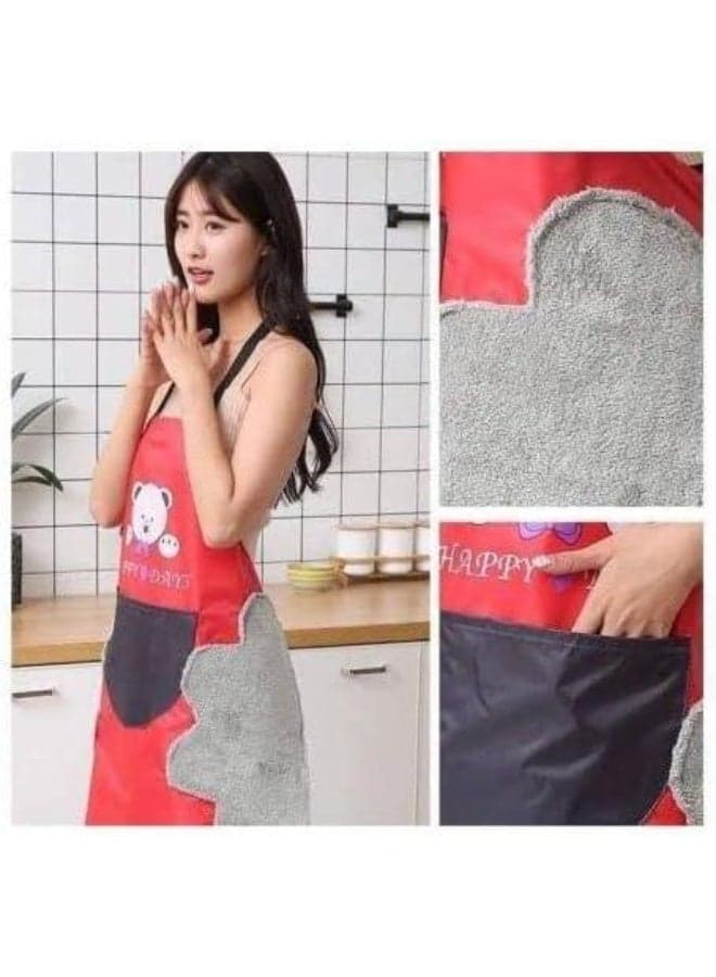 Water And Oil Resistant Kitchen Apron With Towel On Both Sides (٣)