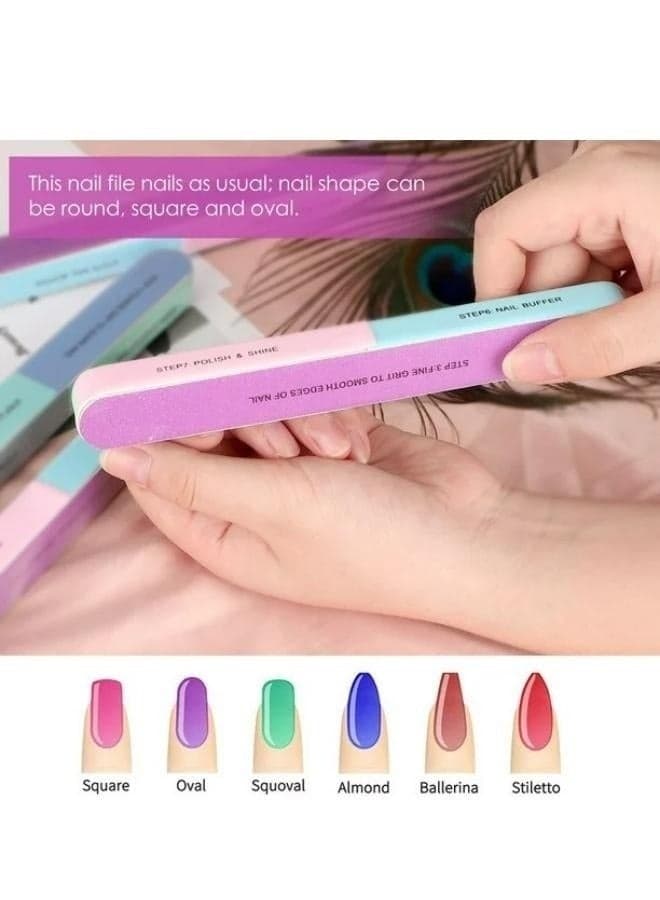 2Pcs Professional Multi-Use 7-Step Nail Buffer Block – 7-Surface, 7-Color Nail Polishing Cube – Washable Nail File for Shaping, Smoothing, Polishing & Shining Natural & Artificial Nails – Home & Professional Manicure & Pedicure Tool, Essential Beauty Accessory for Women & Men Makeup Tools & Accessories (10)