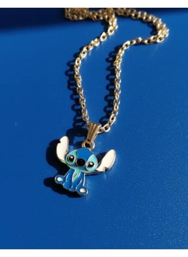 Women’s Stitc Necklace, Stylish Pendant Necklace Inspired by Stitch Cartoon Character, Cute Jewelry Accessory (٥)