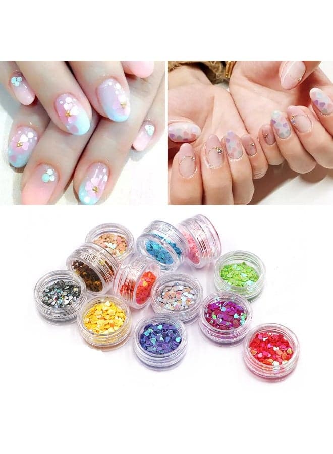 Nail decorations, shiny flakes powder,12 colors (2)