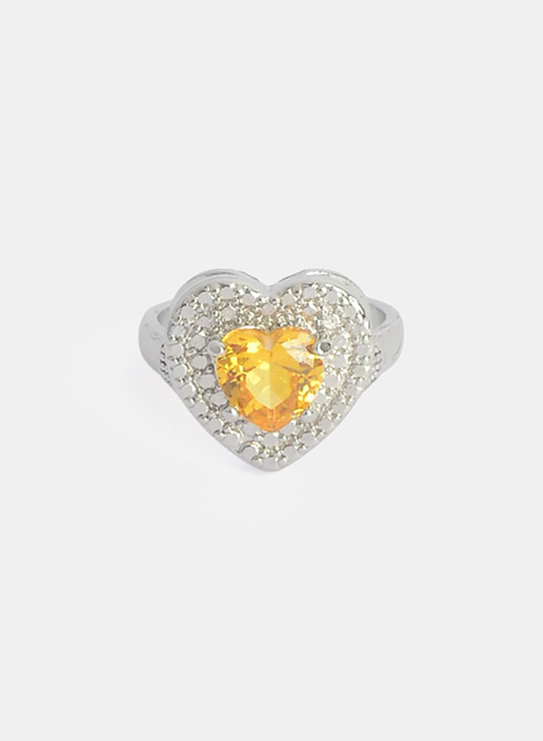 Women'S Ring With A "Heart" Design, Set With A Sparkling Center Stone. (2)