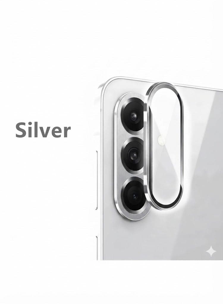 Camera Lens Protector for Samsung A56, Metal Ring Design, Tempered Glass Screen Cover, Full Coverage Protection (Silver) Mobile Lens & Lens Protectors (4)