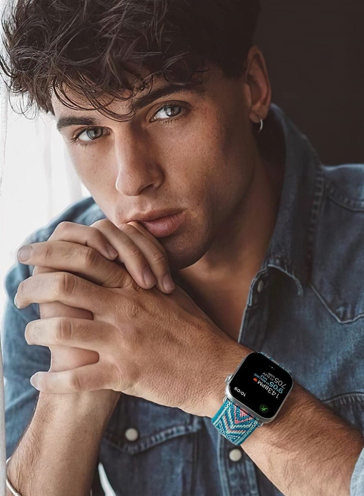 Nylon Solo Loop Stretchy Straps For Apple Watch Band 49mm 45mm 44mm 42mm, Elastic Wristbands Strap for iwatch Ultra/Ultra 2 Series 9 8 7 6 5 4 3 2 1 SE 2 SE Smartwatch Bands (٥)
