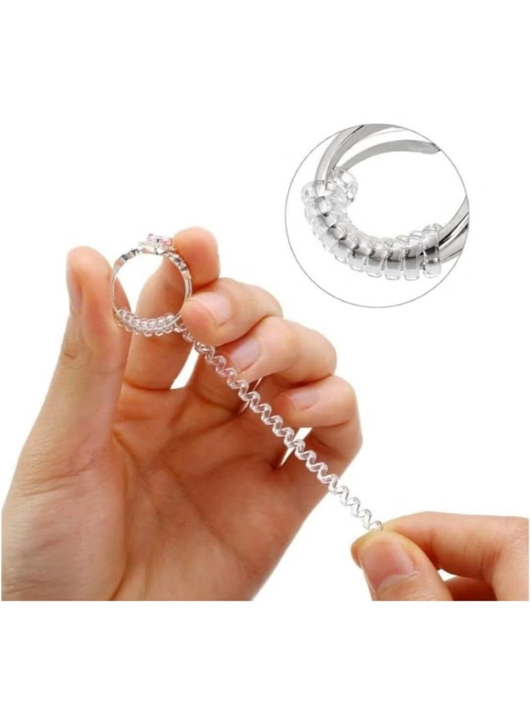 Silicone Transparent Ring Size Adjuster Set 4 Pieces Different Sizes Women's Rings (٥)