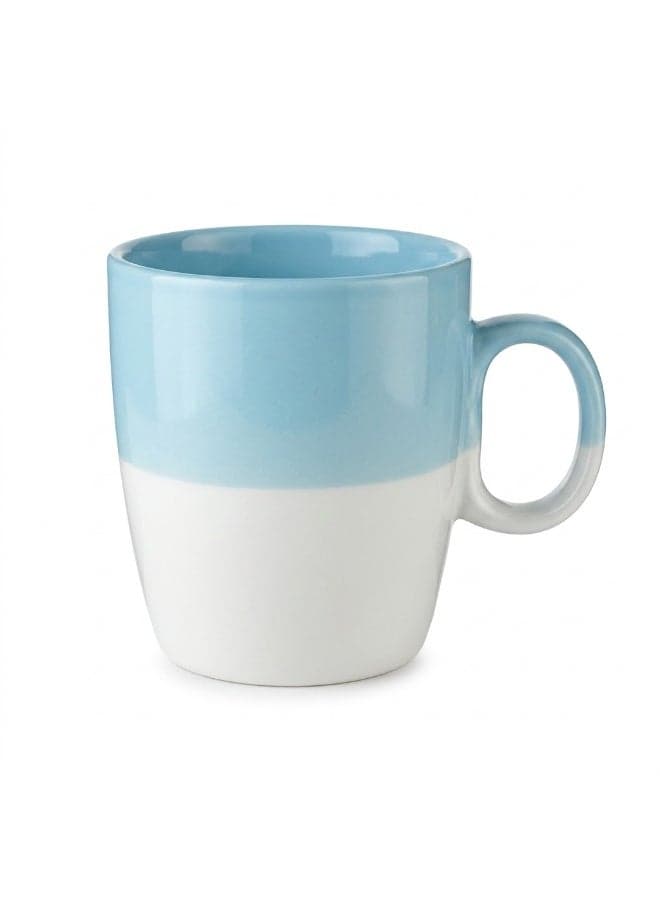 BARIQ HOMES Porcelain Coffee Mug with Two-Tone Pastel Sky Blue and White Glaze, 300ml, Microwave & Dishwasher Safe, Blue/White
