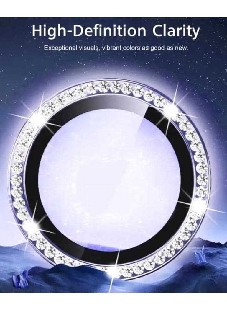 Luxury camera lens studded with rhinestones for Oppo A5x rhinestones, sparkling diamond crystal cover, durable black metal frame (black) Mobile Lens & Lens Protectors (3)