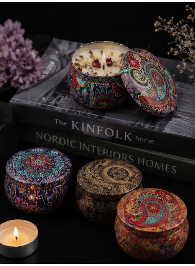 Natural Soy Wax Scented Candle in Decorative Floral Tin with Lid – Aromatherapy Candle for Home Décor, Relaxation & Gifts – Long Burning Fragrance Candle (3)