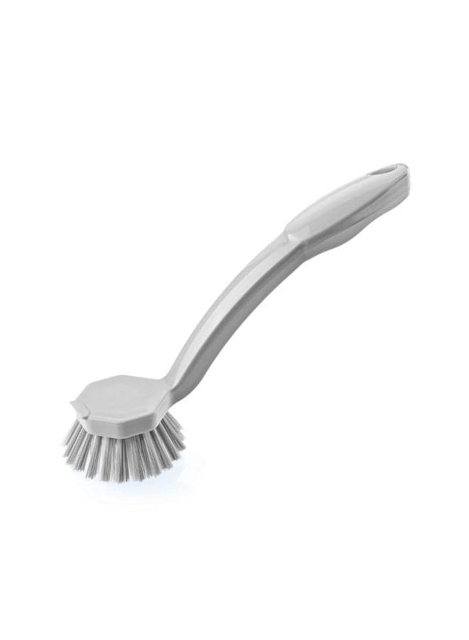 Heavy duty curve dish washing brush with ergonomic handle deep clean bristles for sink & kitchen use 5.9 × 6.3 × 23.5 cm grey Cleaning Brushes