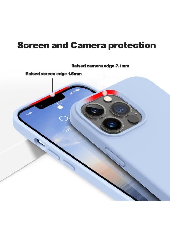 Compatible with iPhone 15 Pro Case 6.1 Inch Slim Liquid Silicone 4 Layers Soft Gel Rubber Shockproof Protective Phone Case with Anti Scratch Microfiber Lining (Baby Blue) Cases & Covers (٥)