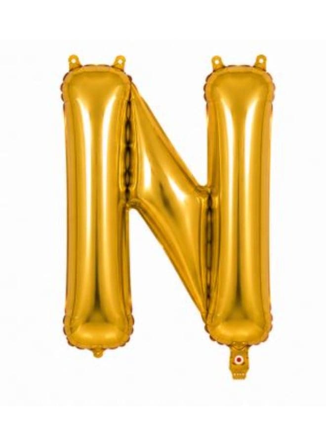 32 Inch Gold Foil Letter N Balloon – Metallic Mylar Helium & Air Party Decoration Balloon (2)