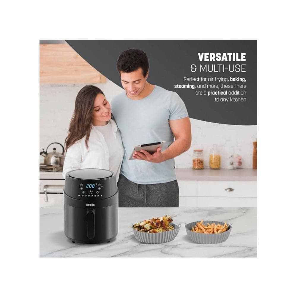 Non-Stick Silicone Premium Thick Air Fryer Liners - 16 cm (2 Pieces) Round Reusable - Heat Resistant, Easy Clean, Oven & Microwave Safe, Perfect for Healthy Baking and Grilling - Multicolour (4)