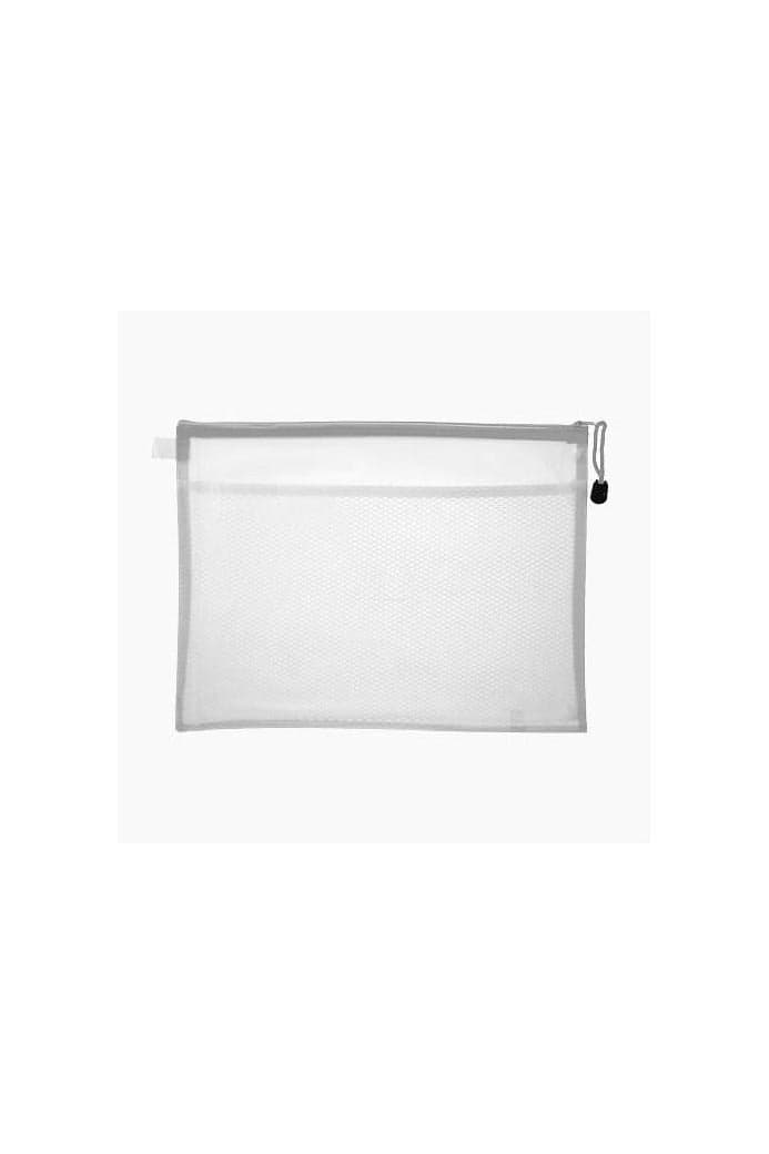 Waterproof Mesh Plastic Document Pouch – A4 White, Secure Zipper, Multi-Purpose for Papers and Files File Folders