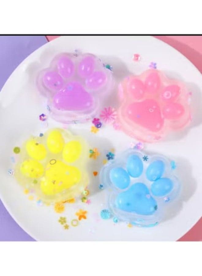 Squishy Cat Paw Stress Relief Toy, 1 piece in assorted colors with glitter. (4)