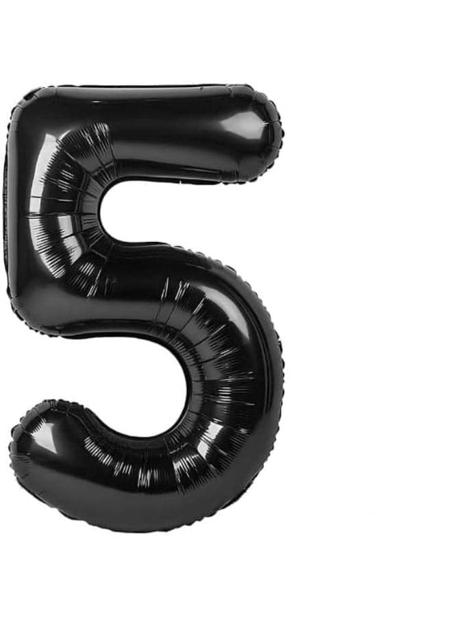 Generic 32 Inch Number 5 Foil Balloon – Black, 1 Pc | Self-Sealing & Reusable, Inflate with Helium or Air | Birthday & Event Decoration