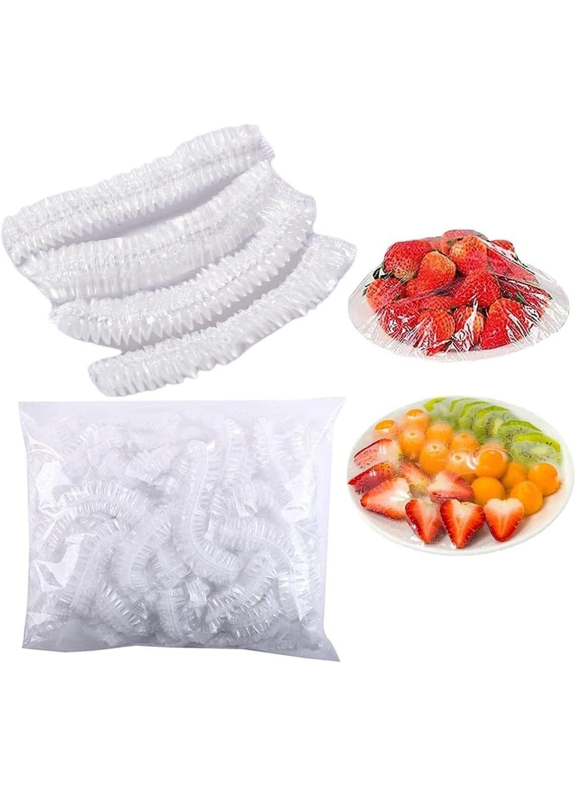 Stretchable plastic dish covers for food storage, pot and pan cover bags, and fresh food storage bags Lids (٢)