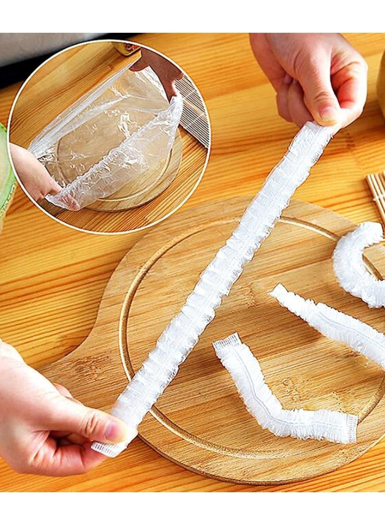 Stretchable plastic dish covers for food storage, pot and pan cover bags, and fresh food storage bags Lids (٣)
