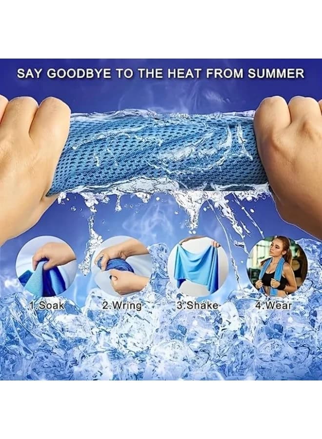 Customized Quick-Drying Ice Cooling Towel For Outdoor Sports, Sweat-Absorbent Microfiber Gym Towel With Instant Cooling, Sublimation Printing For Fitness, Camping, Neck, Face & Travel Use Swim Towels (١٠)